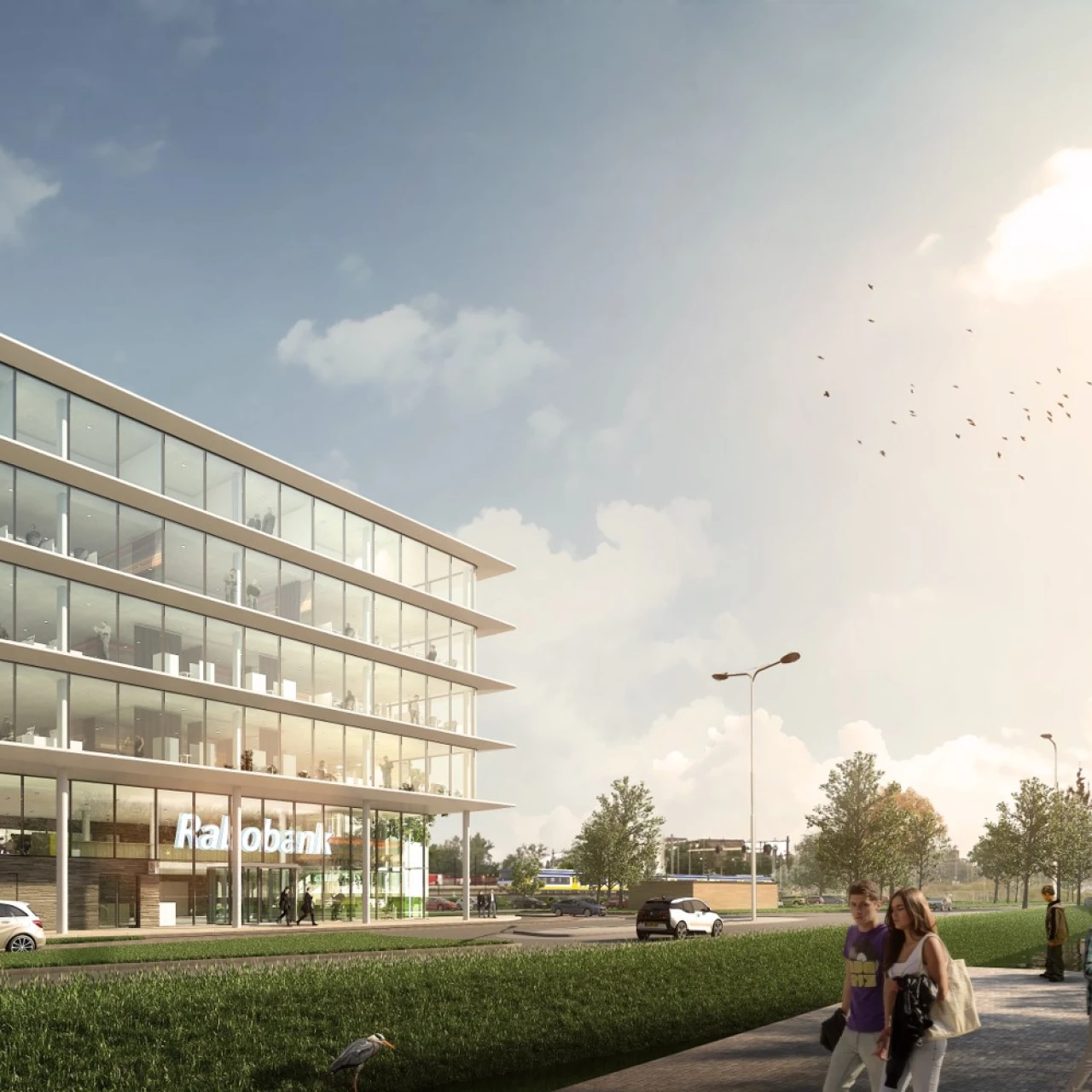 Kantoor Rabobank Gouwestreek - Kraaijvanger Architecten. Rendering: Zwartlicht